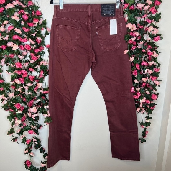 Levi’s Maroon 514 Straight Leg Jeans Men’s Casual NWT 29x32 0296 Red - Picture 6 of 11